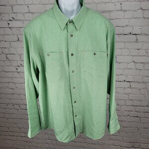 Orvis Green Outdoor Lightweight Stretch Long Sleeve Button Up Shirt Size XL